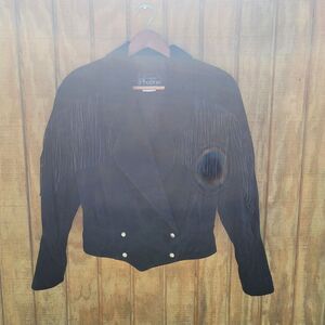 Outerwear By Phoenix Black Suede Fringe Vintage Jacket Womens No Size